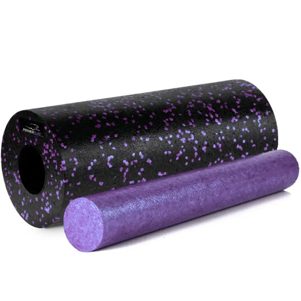 Масажний набір PowerPlay PP_4015 EPP Foam Roller Set 4in1 (2-ва роли + 2-ва м'ячі) Чорно-Фіолетовий