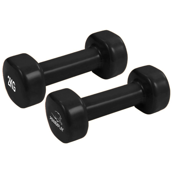 Гантель вінілова PowerPlay 4125 Achilles 2*2 кг. Чорні (2шт.)