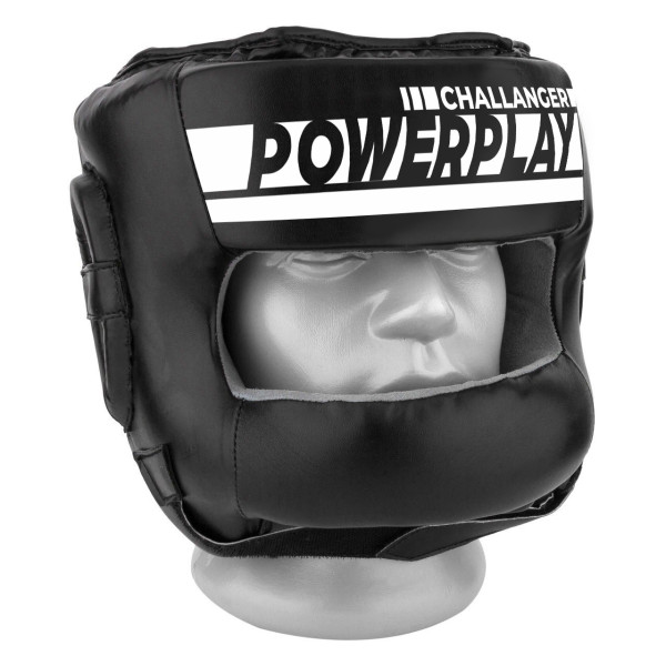 Боксерський шолом тренувальний PowerPlay 3067 з бампером PU + Amara Чорний M