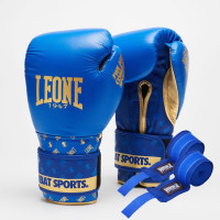 Боксерські рукавиці Leone GN220 DNA Blue 10 унцій (бинти 4 м. в комплекті)