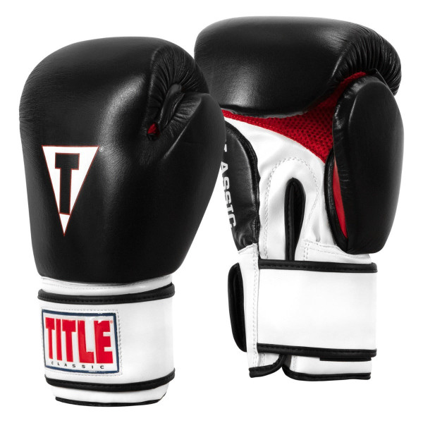 Боксерські рукавиці TITLE Classic Leather 2.0 Black/White/Red S 10 oz