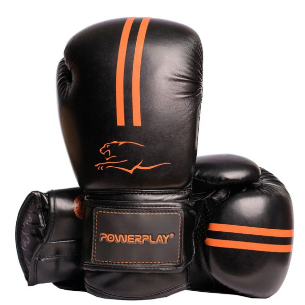Боксерські рукавиці PowerPlay 3016 Contender Чорно-помаранчеві 8 унцій