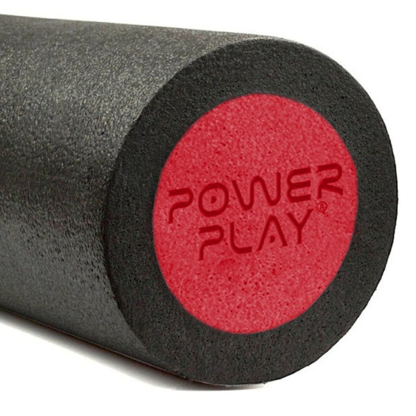 Масажний ролик (роллер) гладкий PowerPlay 4021 Fitness Roller Чорно-червоний (45x15см.)