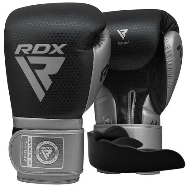 Боксерські рукавиці RDX MARK PRO SPARRING TRI LIRA 2 SILVER-12 унцій (капа в комплекті)