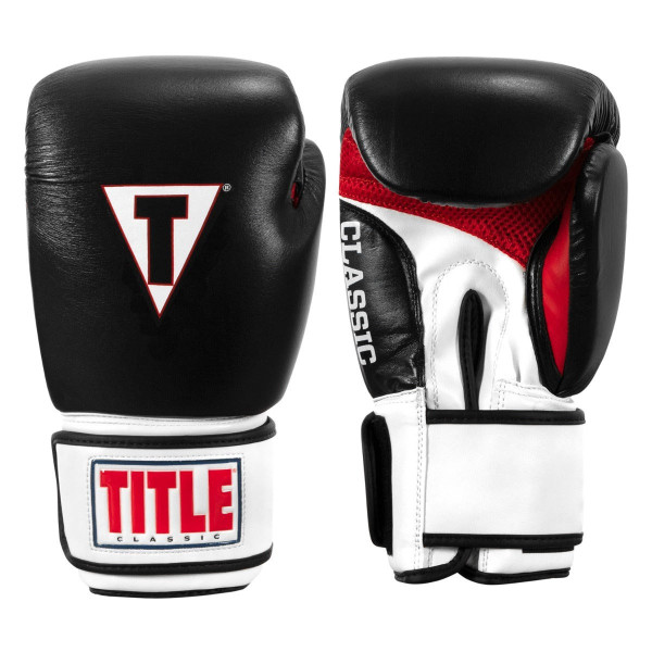 Боксерські рукавиці TITLE Classic Leather 2.0 Black/White/Red XL 16 oz