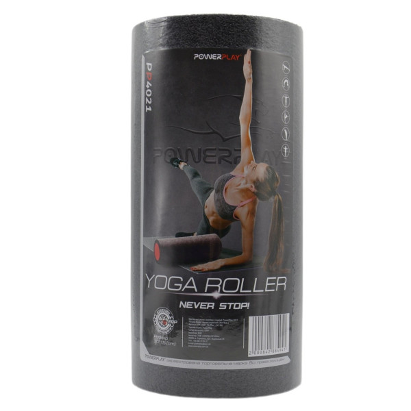Масажний ролик (роллер) гладкий PowerPlay 4021 Fitness Roller Чорно-фіолетовий (30x15см.)