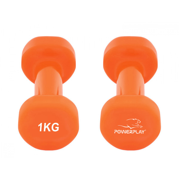 Гантелі вінілові PowerPlay 4125 Achilles 2*1 кг. Помаранчеві (пара - 2шт.)