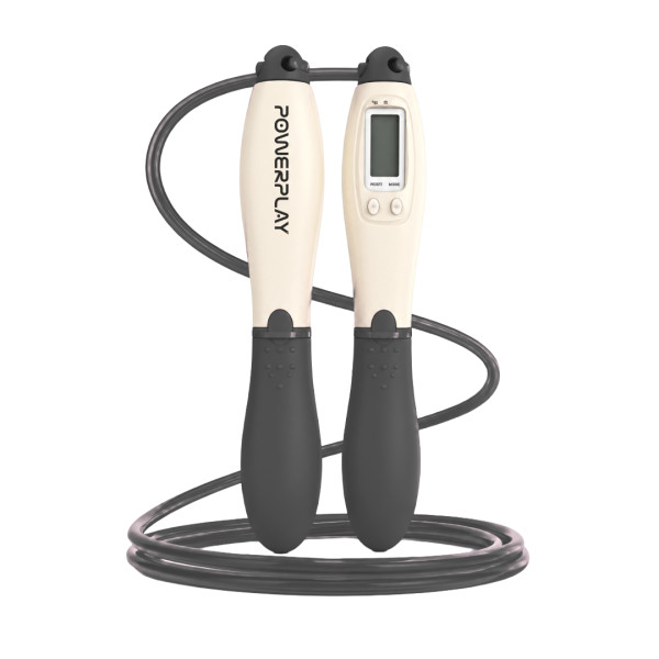 Скакалка з лічильником PowerPlay 4216 Jump Rope Чорно-біла 2.8 см.