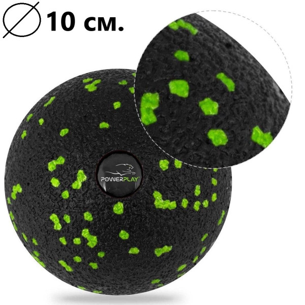 Масажний м'яч PowerPlay PP-4351 Epp Massage Ball (d10) Чорно/Зелений
