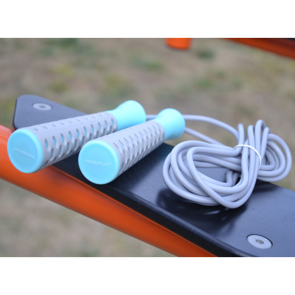 Скакалка PowerPlay 4206 Jump Rope PRO+ Сіро-м'ятна (2,75m.)