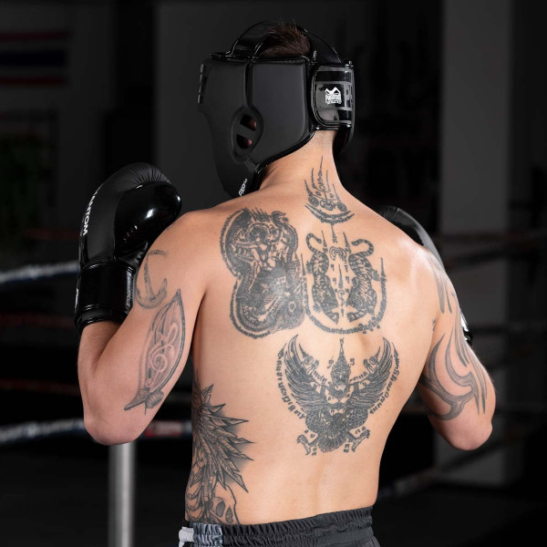 Боксерський шолом Phantom APEX Open Face Head Protection Black (капа в подарунок)