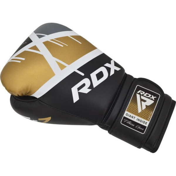 Боксерські рукавиці RDX F7 Ego Black Golden 8 унцій (капа в комплекті)