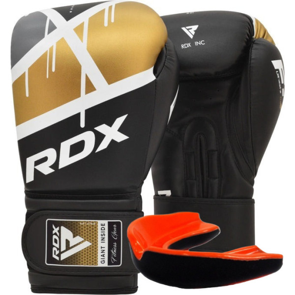 Боксерські рукавиці RDX F7 Ego Black Golden 12 унцій (капа у комплекті)