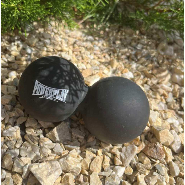Масажний силіконовий подвійний м'яч PowerPlay PP-4355 Silicone Lacrosse Peanut Ball (6.3*12.6см.) Чорний