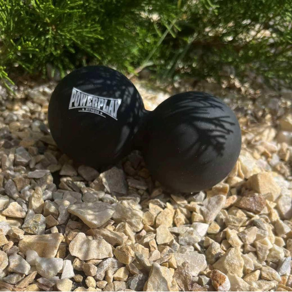 Масажний силіконовий подвійний м'яч PowerPlay PP-4355 Silicone Lacrosse Peanut Ball (6.3*12.6см.) Чорний