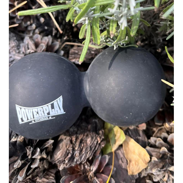 Масажний силіконовий подвійний м'яч PowerPlay PP-4355 Silicone Lacrosse Peanut Ball (6.3*12.6см.) Чорний