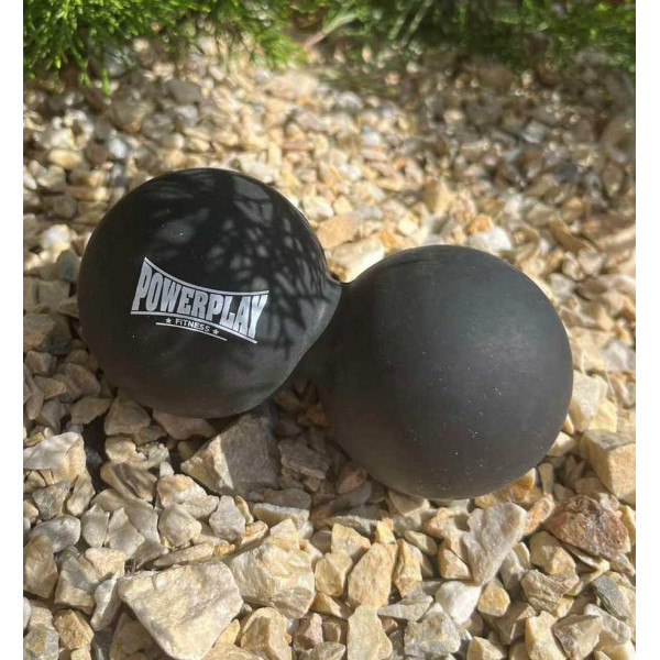 Масажний силіконовий подвійний м'яч PowerPlay PP-4355 Silicone Lacrosse Peanut Ball (6.3*12.6см.) Чорний
