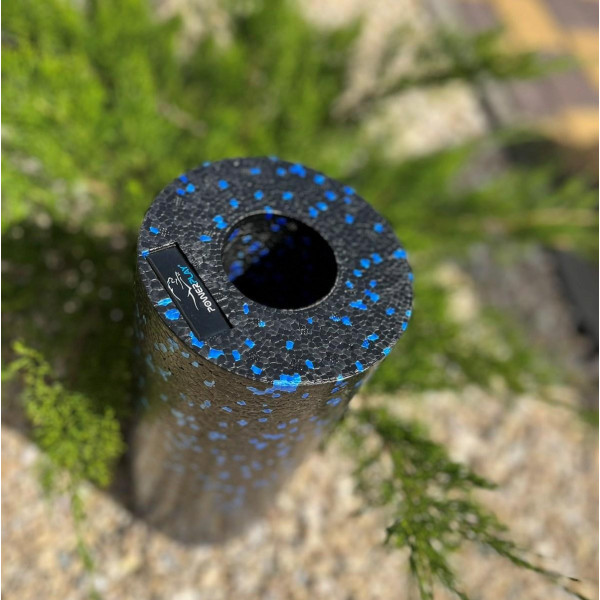 Масажний ролик (роллер) гладкий PowerPlay PP-4347 EPP Foam Roller Чорно/Синій (33x14см.)