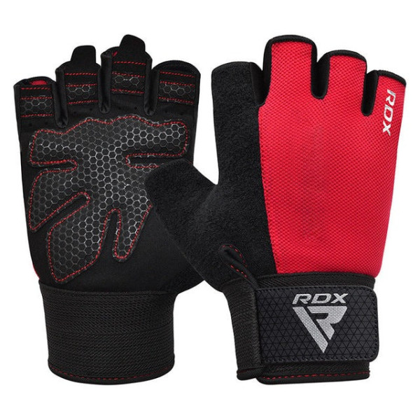 Рукавички для фітнесу RDX W1 HALF RED PLUS-XL