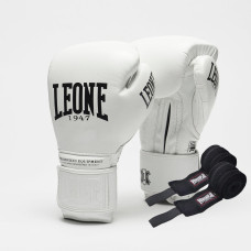 Боксерські рукавиці Leone GN111 THE GREATEST White 14 унцій (бинти 4 м. в комплекті)