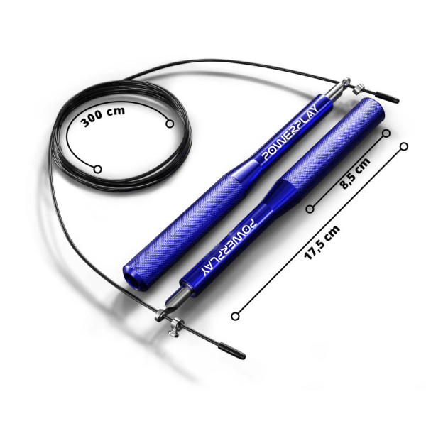 Скакалка швидкісна на підшипниках алюмінієва PowerPlay 4207 Elite Jump Rope Синя (3m.)