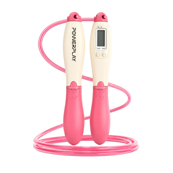 Скакалка з лічильником PowerPlay 4216 Jump Rope Рожева 2.8 см.