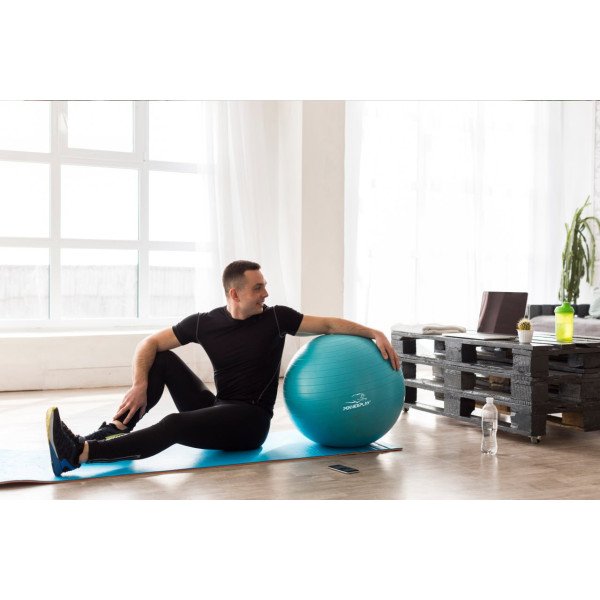М'яч для фітнесу (фітбол) PowerPlay 4001 Ø65 cm Gymball М'ятний + помпа
