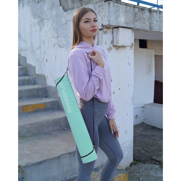 Килимок для йоги та фітнесу PowerPlay 4010 PVC Yoga Mat М'ятний (173x61x0.6)
