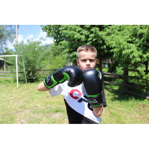 Боксерські рукавиці PowerPlay 3004 JR Classic Чорно-Зелені 8 унцій