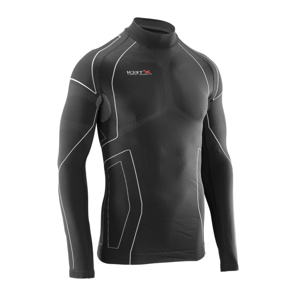 Термокофта з комірцем (лонгслів) X TECH Maglia Race 3 Munica Lunga lupetto Nero L/XL Чорна