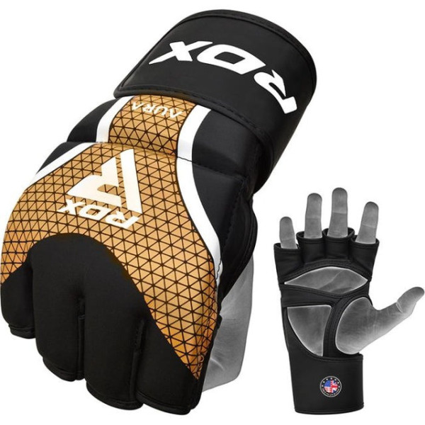 Рукавиці для ММА RDX AURA PLUS T-17 Black Golden M (капа у комплекті)