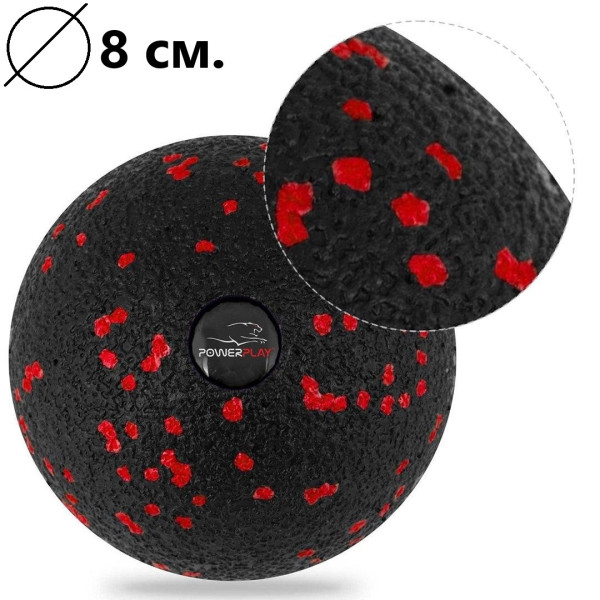 Масажний м'яч PowerPlay PP-4350 Epp Massage Ball (d8) Чорно/Червоний