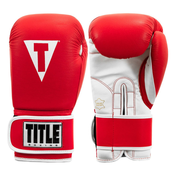 Боксерські рукавиці TITLE Boxing Pro Style Leather Gloves3.0 Red/White 16 oz