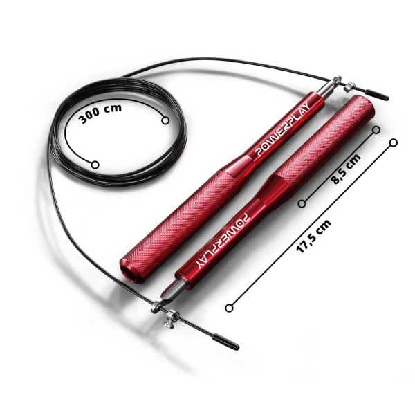 Скакалка швидкісна на підшипниках алюмінієва PowerPlay 4207 Elite Jump Rope Червона (3m.)