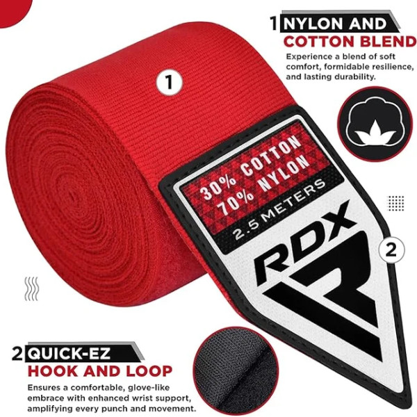 Бинти для боксу RDX Hand Wraps Red (2.5м.)
