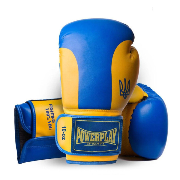 Боксерські рукавиці PowerPlay 3021 Ukraine Синьо-Жовті 8 унцій