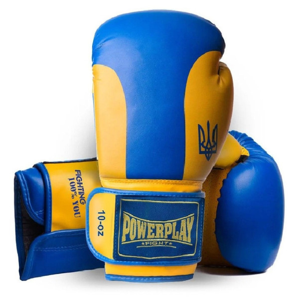 Боксерські рукавиці PowerPlay 3021 Ukraine Синьо-Жовті 8 унцій
