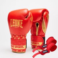 Боксерські рукавиці Leone GN220 DNA Red 14 унцій (бинти 4 м. в комплекті)