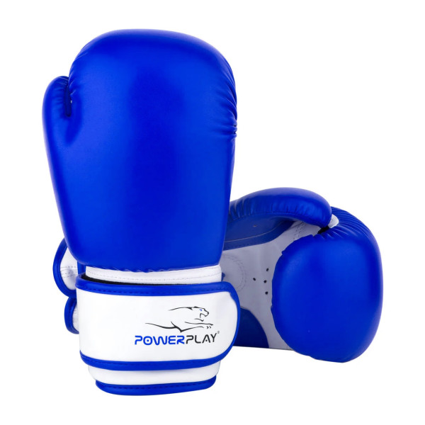 Боксерські рукавиці PowerPlay 3004 JR Classic Синьо-білі 8 унцій