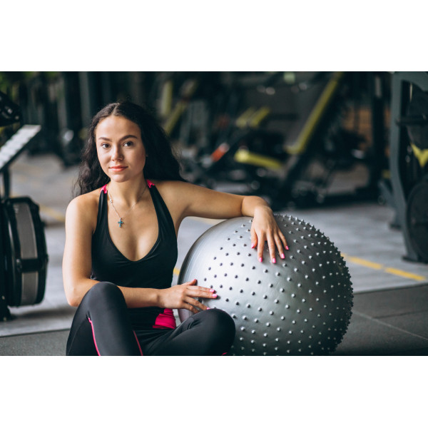 М'яч для фітнесу (фітбол) напівмасажний PowerPlay 4003 Ø75 cm Gymball Темно-сірий + помпа