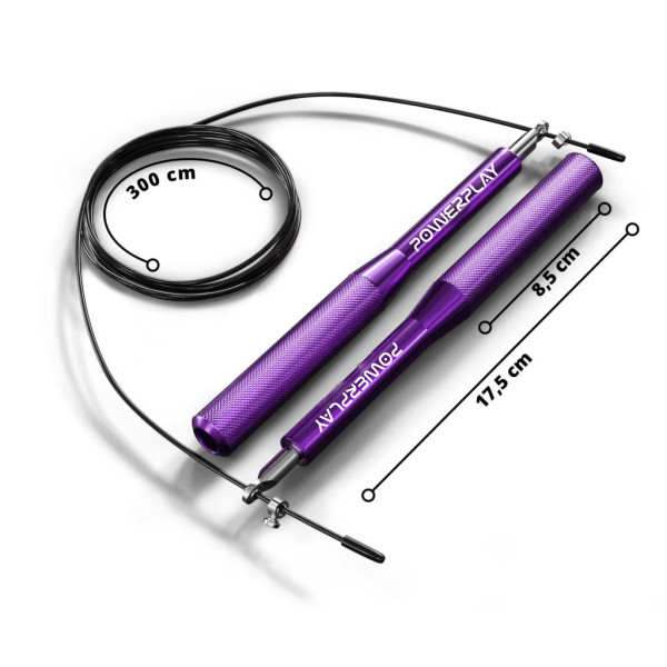Скакалка швидкісна на підшипниках алюмінієва PowerPlay 4207 Elite Jump Rope Фіолетова (3m.)