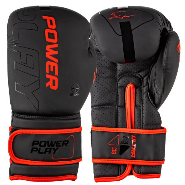 Боксерські рукавиці PowerPlay 3024 Ultra Mat Чорно-Червоні 14 унцій