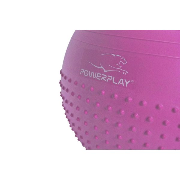 М'яч для фітнесу (фітбол) напівмасажний PowerPlay 4003 Ø75 cm Gymball Бузковий + помпа