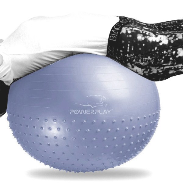 М'яч для фітнесу (фітбол) напівмасажний PowerPlay 4003 Ø75 cm Gymball Sky Blue + помпа