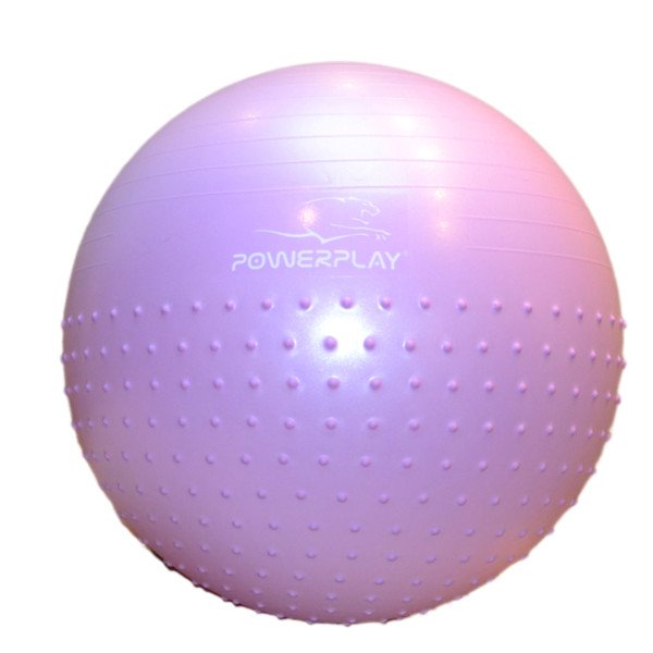 М'яч для фітнесу (фітбол) напівмасажний PowerPlay 4003 Ø75 cm Gymball Бузковий + помпа