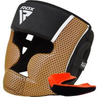 Боксерський шолом RDX AURA PLUS T-17 Black Golden S (капа у комплекті)