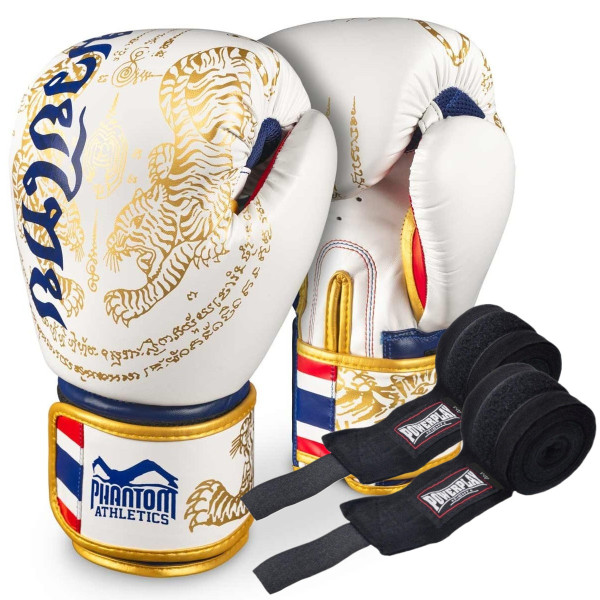 Боксерські рукавиці Phantom Muay Thai Gold Limited Edition 16 унцій (капа в подарунок)