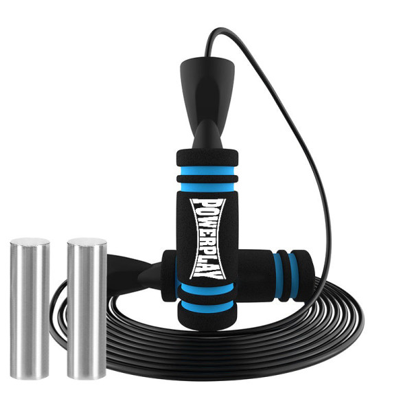 Скакалка швидкісна PowerPlay 4212 X ROPE з обтяжувачами Чорно/Синя (120г*2) 3м.
