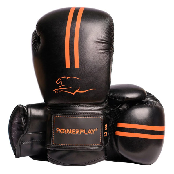 Боксерські рукавиці PowerPlay 3016 Contender Чорно-Оранжеві 12 унцій