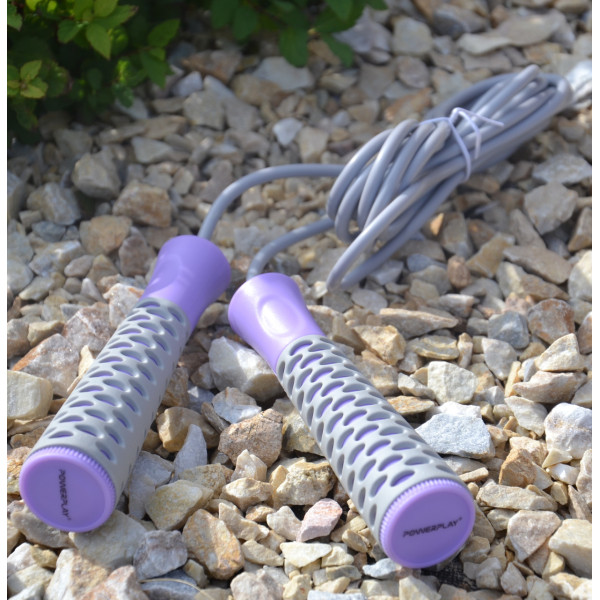 Скакалка PowerPlay 4206 Jump Rope PRO+ Сіро-фіолетова (2,75m.)
